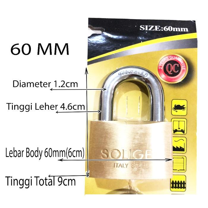 Gembok Master Key SOLIGEN 5 pcs Kuningan 40 50 60 mm