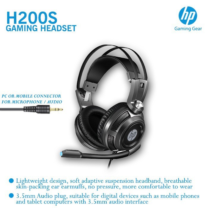 Headset Gaming HP H200S - Mobile / PC Headset With Single Jack HEAD SET GAMING HP ORIGINAL