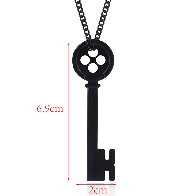 Fancyqube Coraline &amp; The Secret Door Black Key Pendant Necklace Halloween Party Jewelry