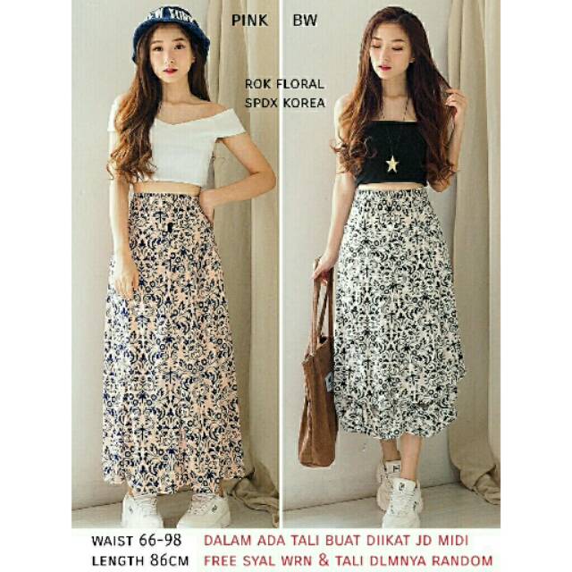 Bawahan Rok Skirt Spandek Korea Floral