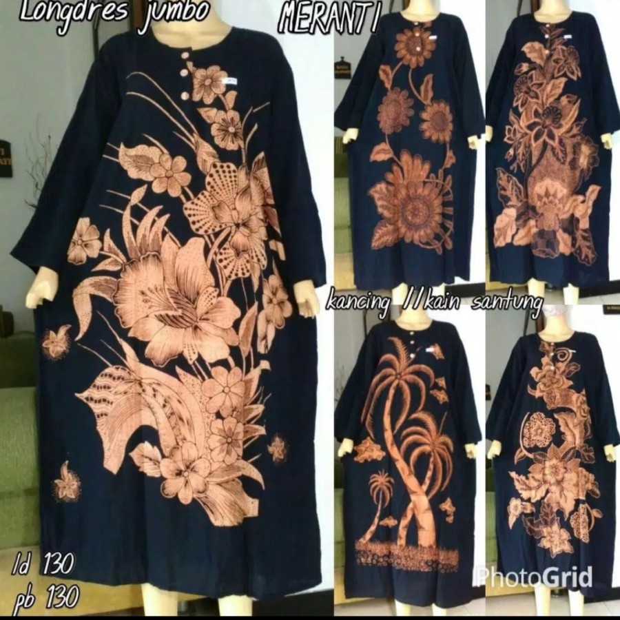 DASTER JUMBO MURAH LENGAN PANJANG DAN BUSUI MERANTI MOTIF BUNGA