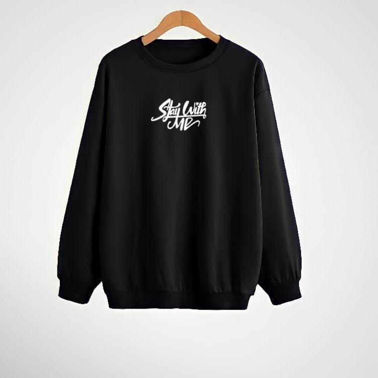 sweater kerah stay with me tinggi pria dan wanita xxl crewneck pria dan wanita murah keren putih jum