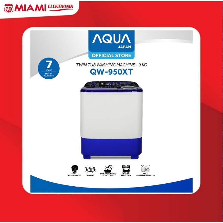 AQUA Japan Mesin Cuci 9KG QW-950XT / QW950XT Twin Tub