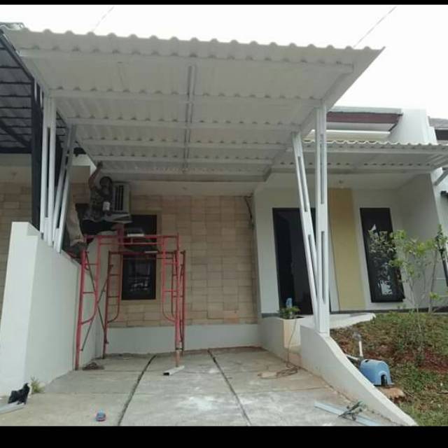 kanopi Baja Ringan atap alderon dobel layer