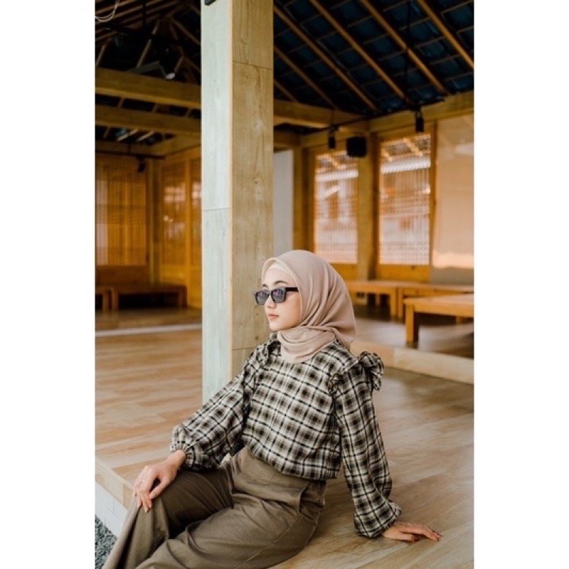 YUNA BLOUSE TARTAN / RUBI TOP / FILDHA TOP / FASHION WANITA MUSLIM