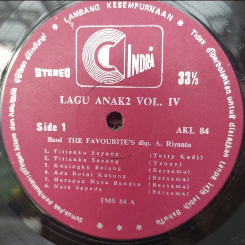 Kaset Vinyl Piringan Hitam Lagu Anak-anak Jadul