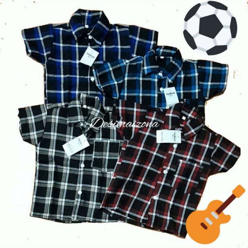 HEM/KEMEJA FLANEL ANAK LAKI LAKI TANGAN PENDEK,SIZE S M L,ESTIMASI USIA:1-3 TAHUN