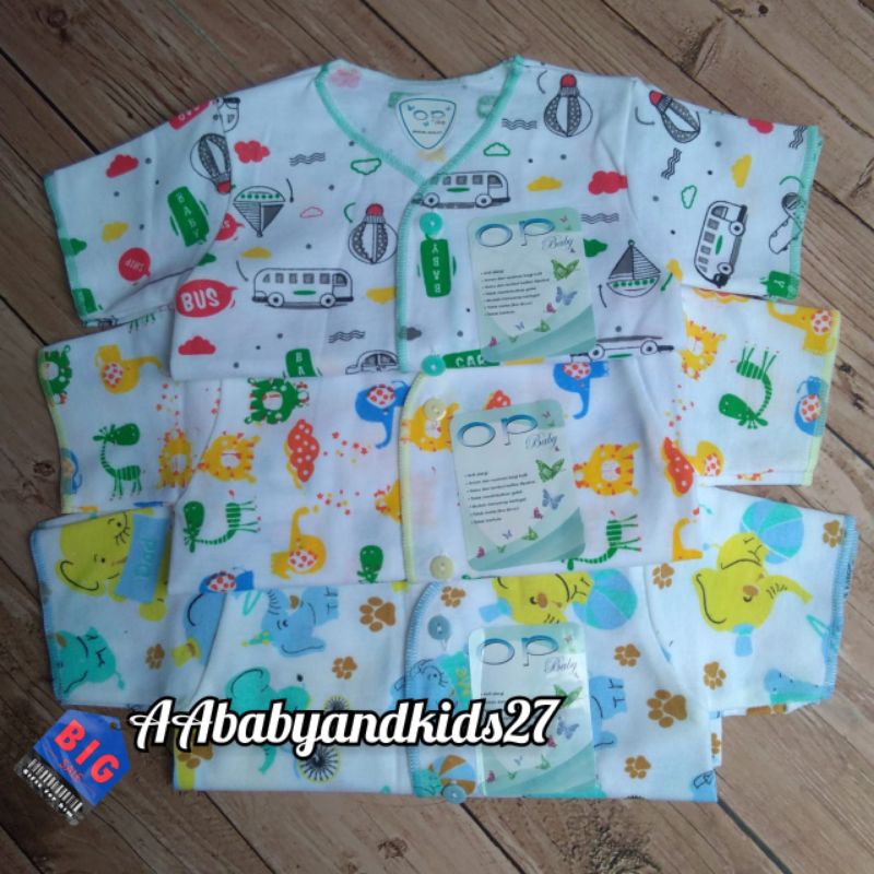 OP 3PC Baju Bayi Lengan Pendek Usia Newborn 0-6Bulan Full Pring Nyaman dan SNI