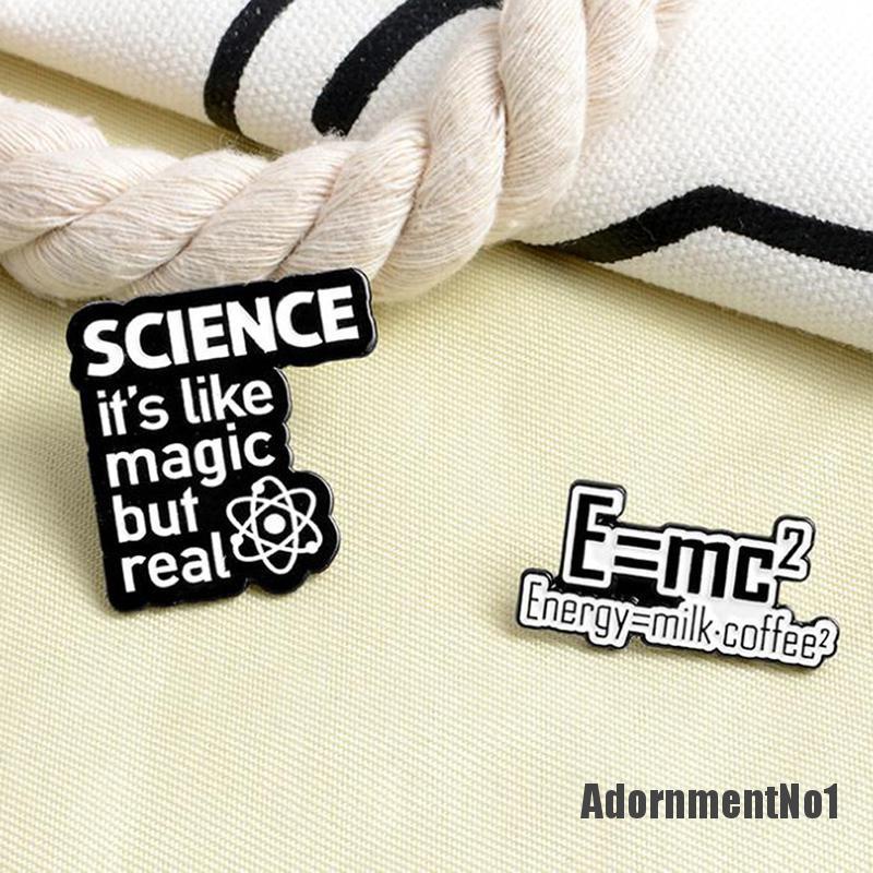 (Adornmentno1) 1pc Bros / Pin Enamel Desain Science Is Magic Warna Hitam / Putih