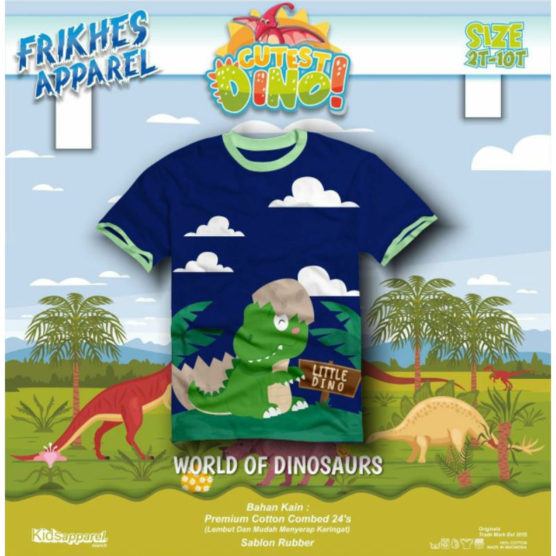 Kaos Anak FRIKHES Apparel motif World Of Dinosaurus