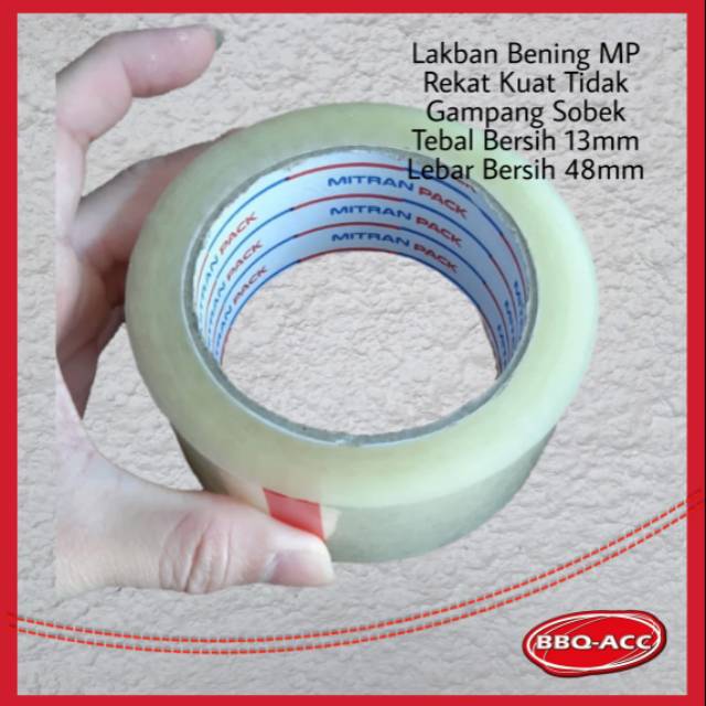 

Lakban Isolasi Selotip Plastik Bening MP Tebal Bersih 13mm Lebar 48mm