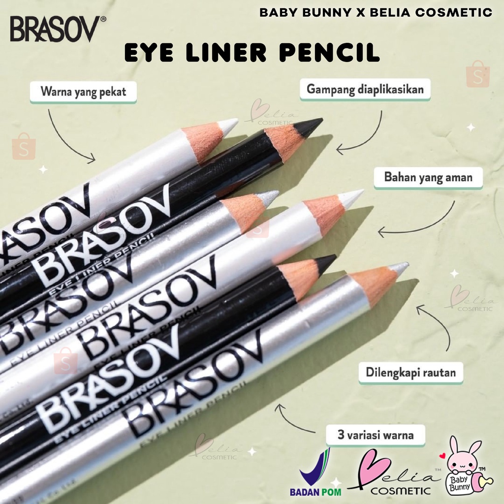 ❤ BELIA ❤ BRASOV Eyeliner Pencil Pensil 1.1 g Halal Waterproof