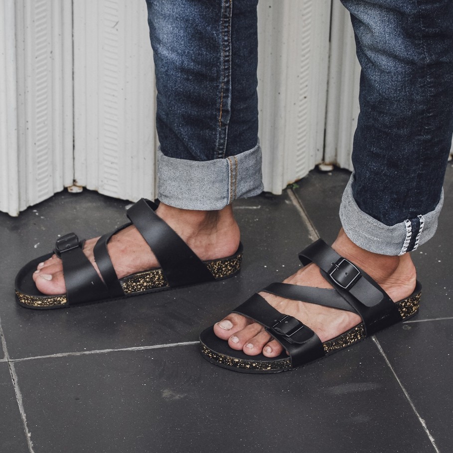 NOZELL BLACK |FORIND x Monday| Original Sendal Jepit Kulit Santai Kasual Pria/Cowok Sandal Footwear