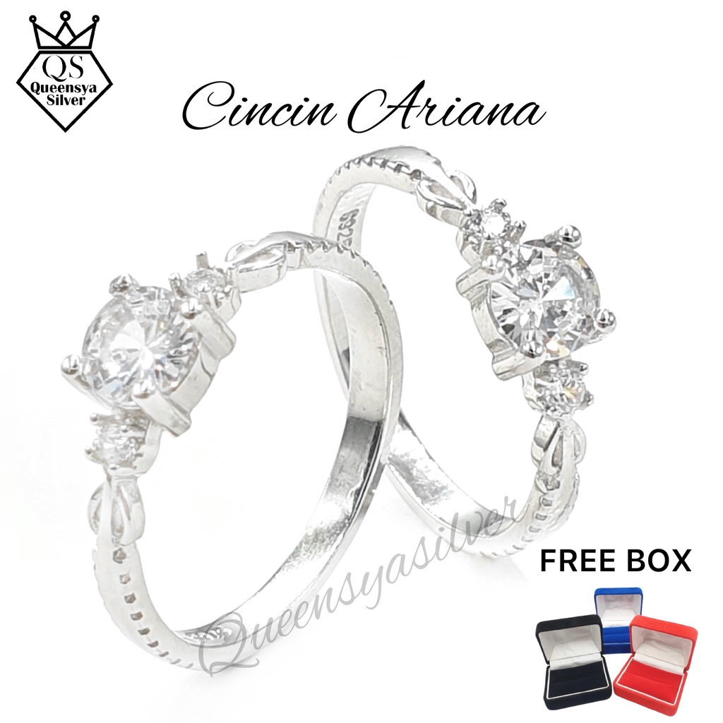 Cincin Perak Asli Silver 925 || Lapis Emas Putih || Model Cincin Berlian Soliter Full Permata Kecil