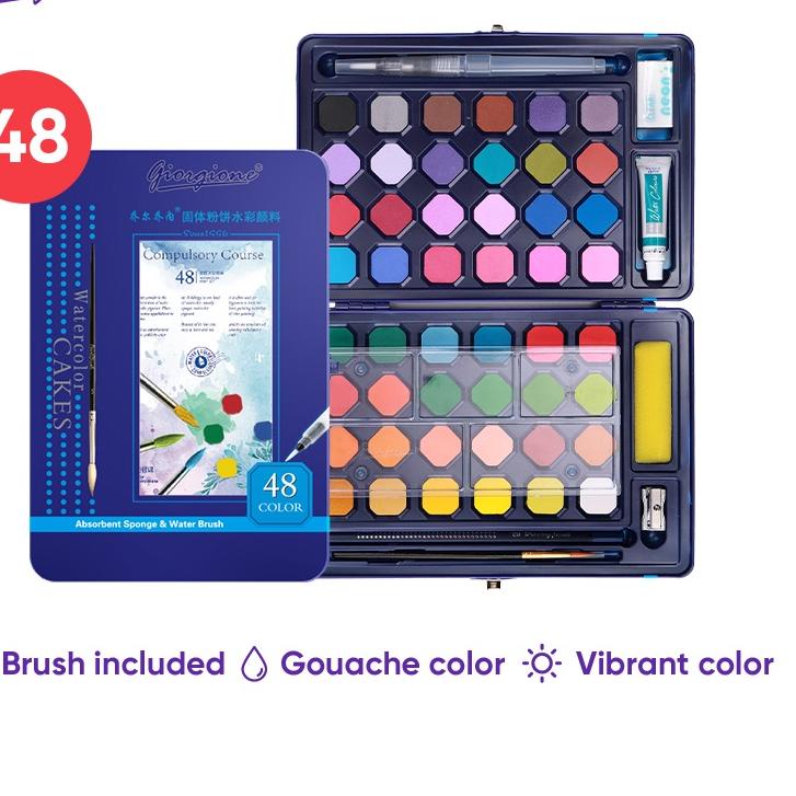 

Oke Price.. Giorgione Solid Watercolor Paint Cat Air 12/18/24/36/48 Warna Free Brush G-900