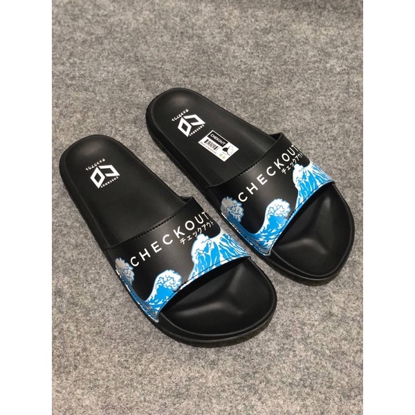 SANDAL SLIDE CHECKOUT WAVE MOTIF OMBAK PRIA WANITA