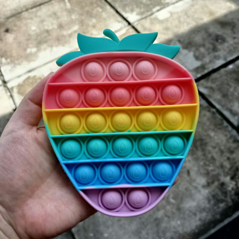 Mainan Viral Pop it Fidget Rainbow, Pop it viral, Mainan pop it, Fidget toys-strawberry rainbow