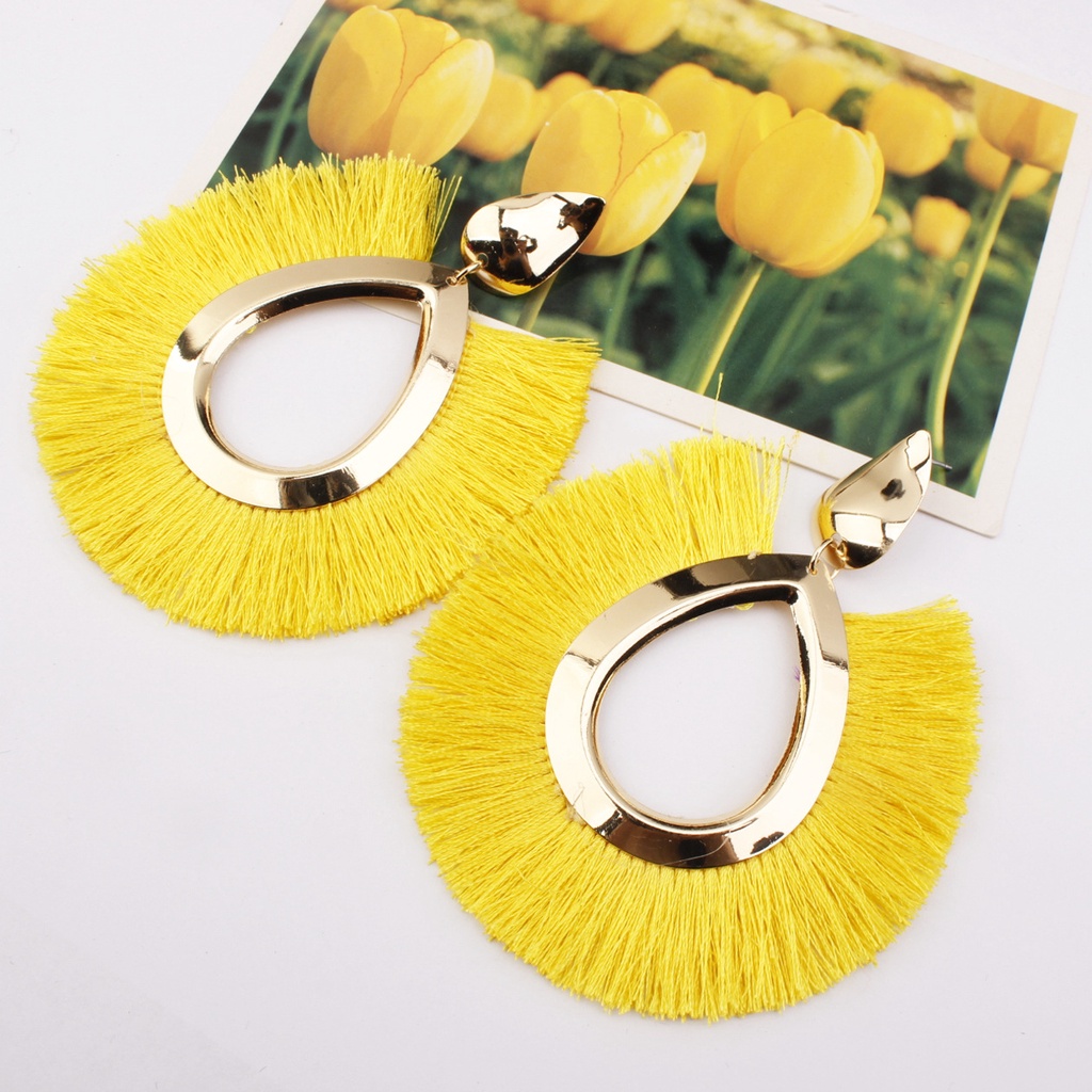 Eropa dan Amerika terkenal berlebihan alloy kipas rumbai anting-anting fashion wanita retro khusus b
