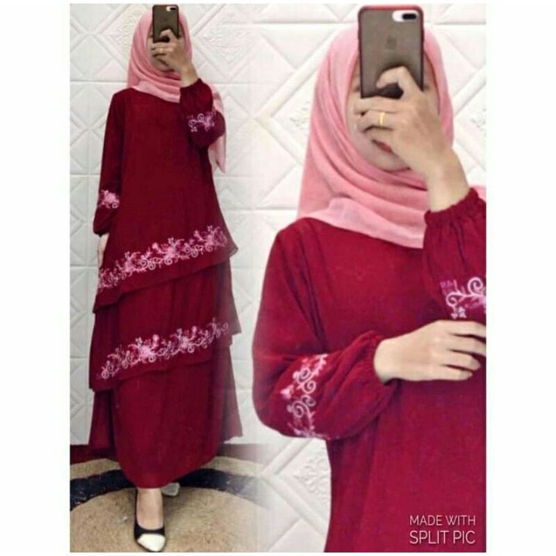 Gamis Malaysia Bordir Miring
