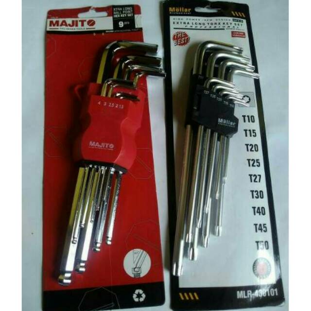 Kunci L Set Panjang 2 Set (Kunci L Bintang Set + Kunci L Ballpoint Set)