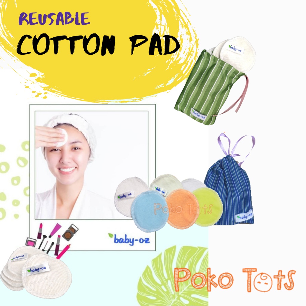 Baby Oz Reusable Cotton Pad Pads Pengganti Kapas Pembersih Wajah Bisa Dicuci Ulang Cottonpad Bulat Kapas Kain Make Up Cuci Ulang