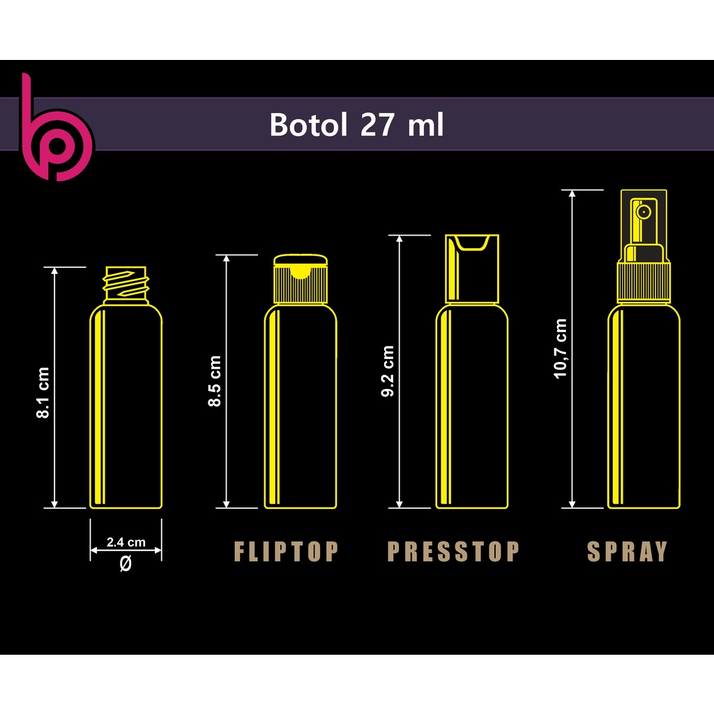 Botol plastik 27ml bening tutup spray