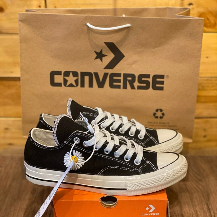 Sepatu Sneakers Converse 70s Low Peaceminusone Black White Unisex Import Sport Running Original Terb