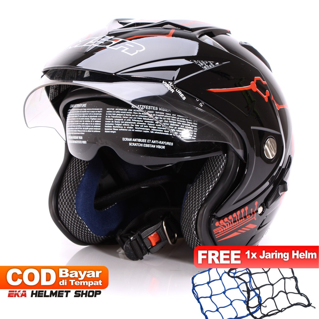 [Helm Dewasa] MSR Helmet Impressive - Protect - Hitam Merah + Promo Gratis Jaring Helm