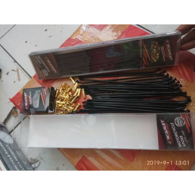 JARI JARI MOTOR KLX RING 17 DEPAN BELAKANG SCARLET HITAM TEBAL HOL 36 JARI JARI RING 17 KLX 150