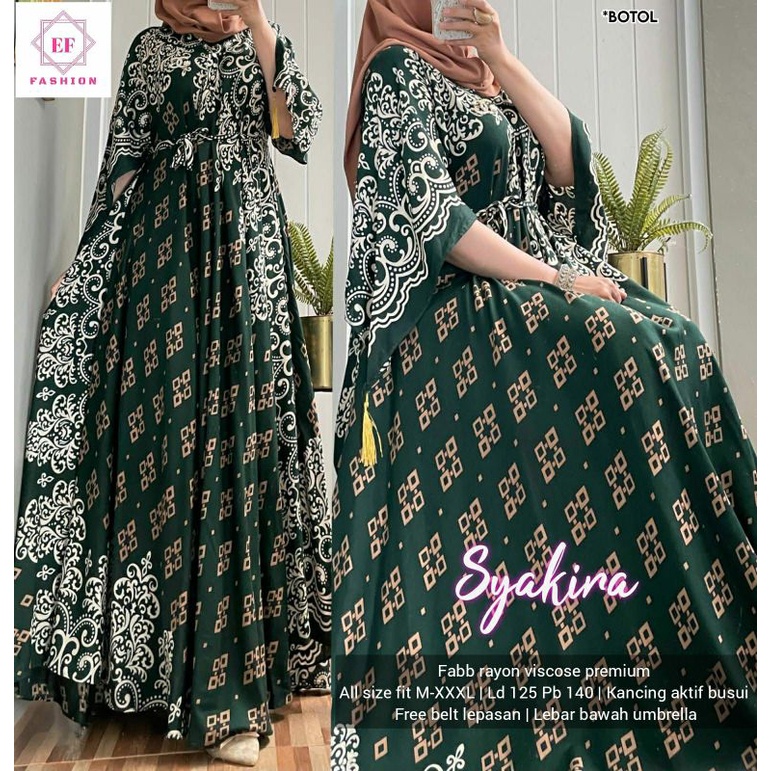 gamis rayon jumbo by EF Ellora dress maxy rayon premium viscose ld 120 125 xxl busui kancing aktif b