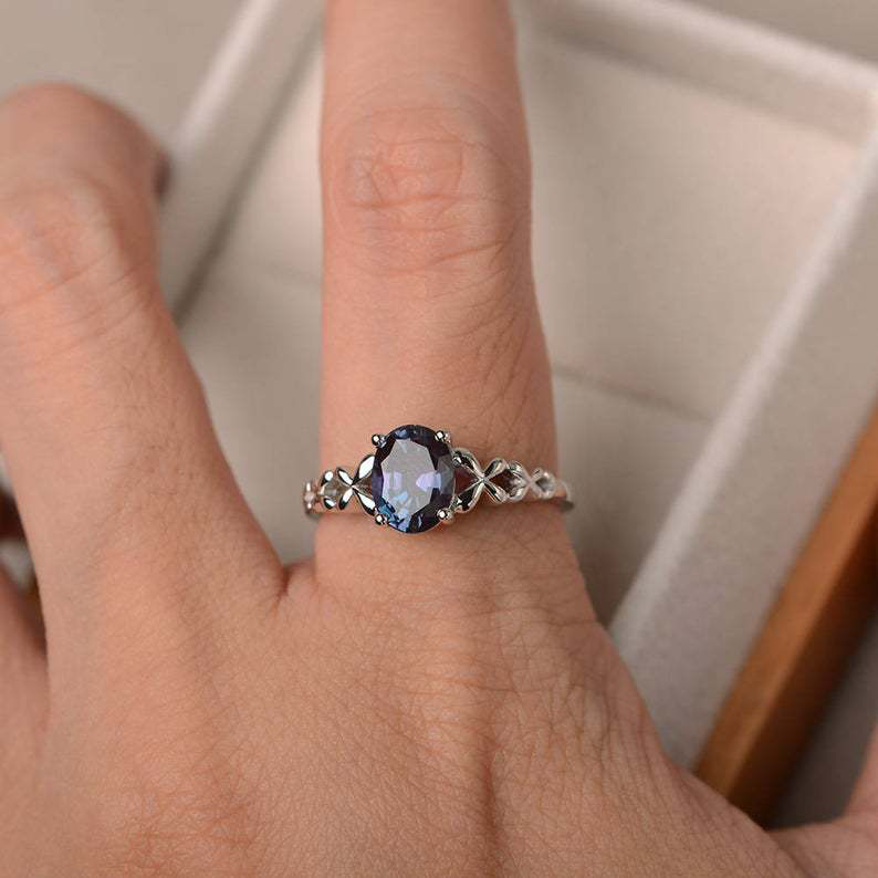 Cincin Bahan 925 Silver Aksen Zircon Warna Biru Untuk Perhiasan