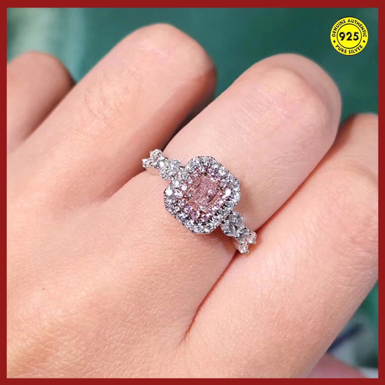 18K Platinum Pink Diamond Color Separation Ring for Women