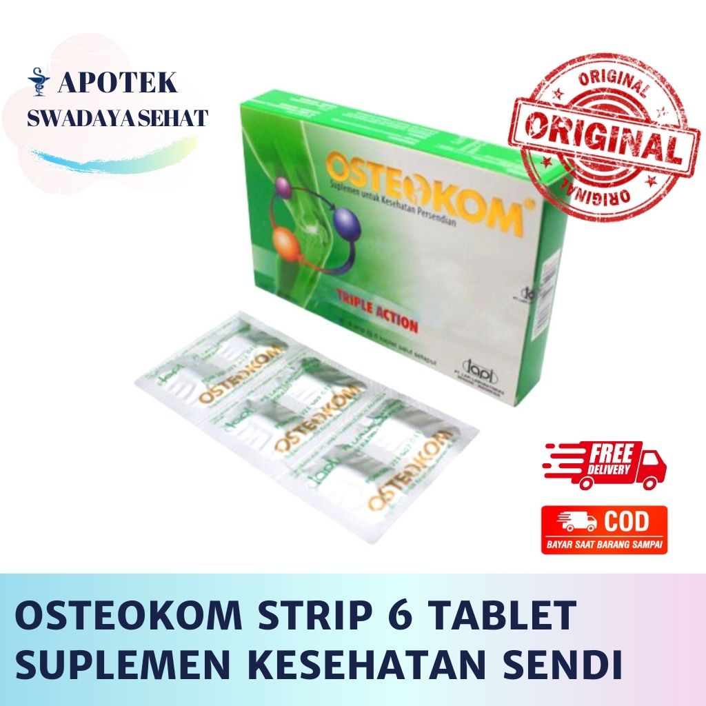 OSTEOKOM Strip 6 Tablet - Suplemen Vitamin Kesehatan Sendi Rematik Osteoarthritis Lutut Tulang