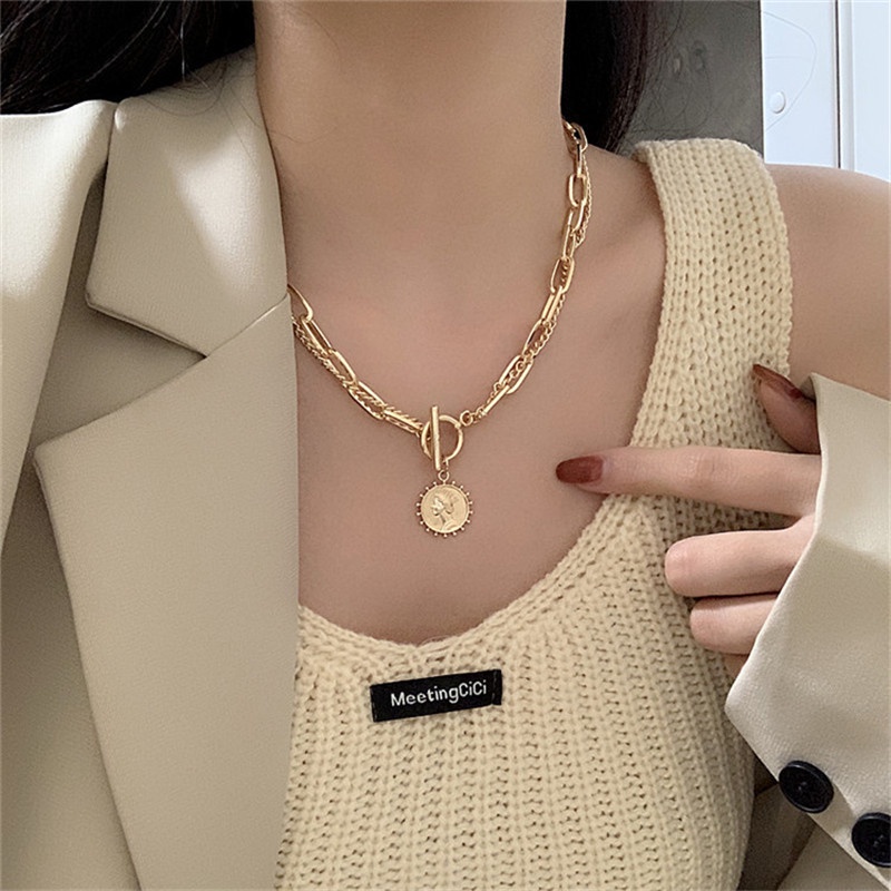 Kalung Klavikula Model Ganda Dengan Gesper Untuk Perhiasan Wanita