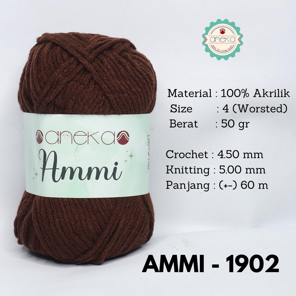 Benang Rajut Ammi / 100% Acrylic / 6 Ply Akrilik - 1902 (Coklat Kopi)