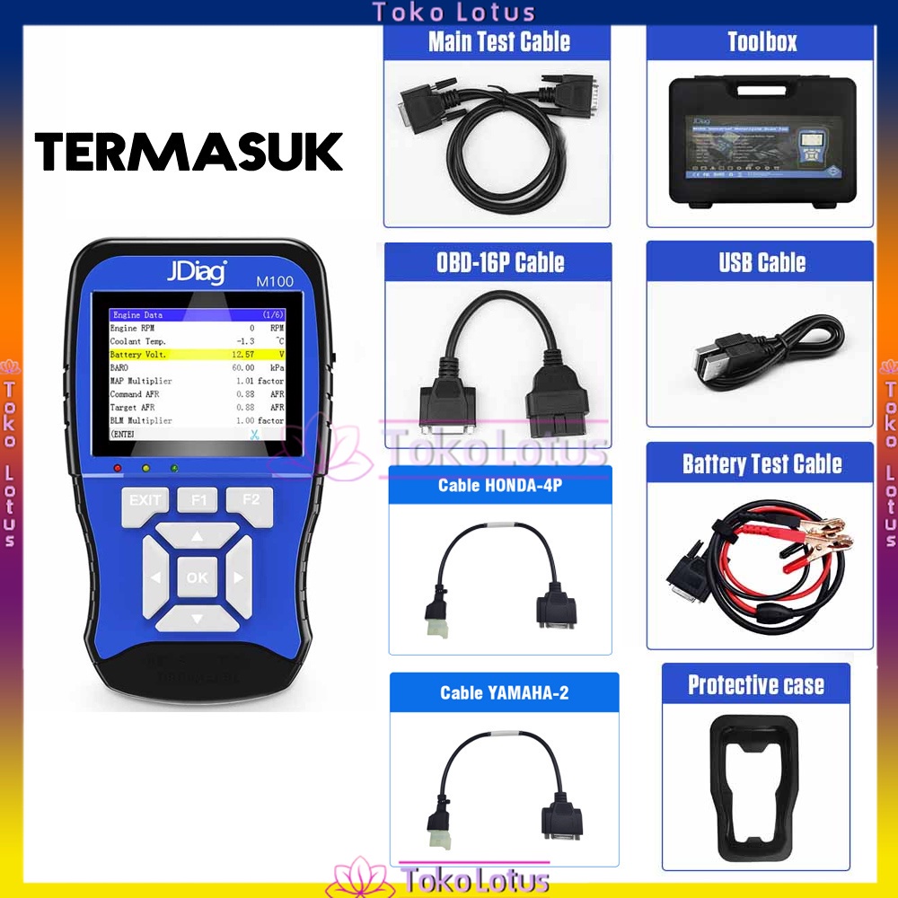 [COD] JDiag m100 Scanner injeksi Scaner Motor Injeksi,OBD2 Diagnosis Kesalahan, DTC, ABS  Motor HONDA YAMAHA &amp; OBD2 diagnosis tool jdiag m100