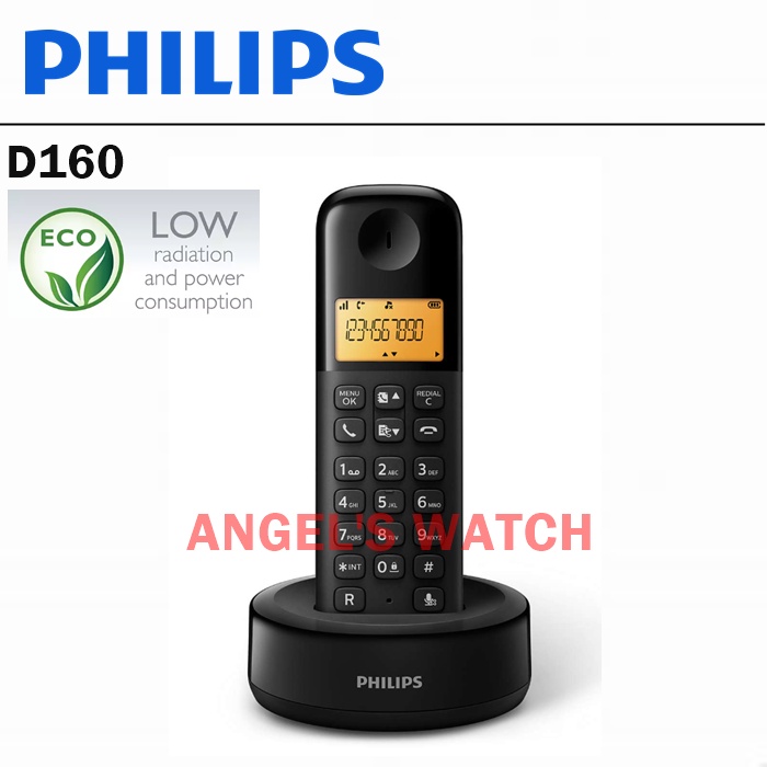 d160 philips wireless phone/ telepon wireless philips d160 hitam original