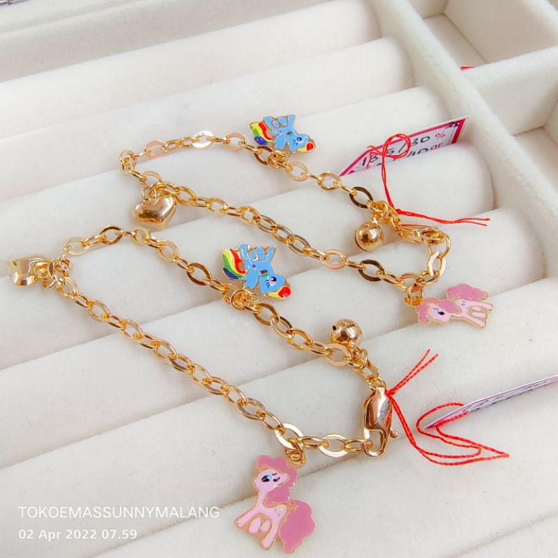 Gelang anak karakter emas asli kadar 300%/6k