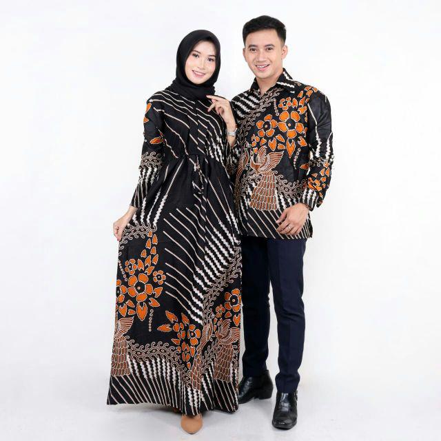 BATIK COUPLE GAMIS Maura Couple - Sania Ruffle Batik Couple ori Ndoro jowi DNT Garansi Termurah-Kemeja Seret