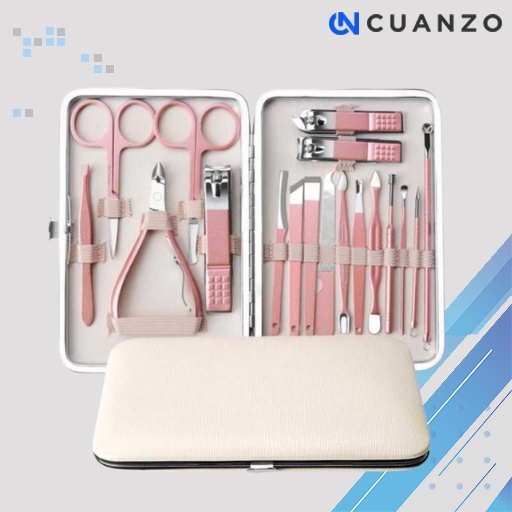 Nail Art Set Gunting Kuku Manicure Pedicure 18 PCS / Paket Alat Set Gunting Potong Pemotong Kuku Lurus Lancip Miring Jempol Kaki Portabel Portable Lengkap Karakter Anti Cantengan Centengan Dewasa Tajam Stainless Dan Korek Kuping Full Set Nail Art Murah