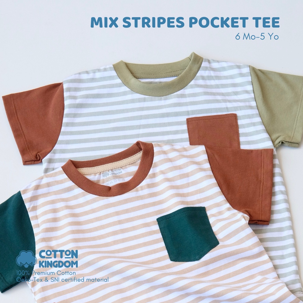 Cotton Kingdom Baby &amp; Toddler Mix Stripes Pocket Tee/ Kaos Stripes Anak/ Pocket Tee