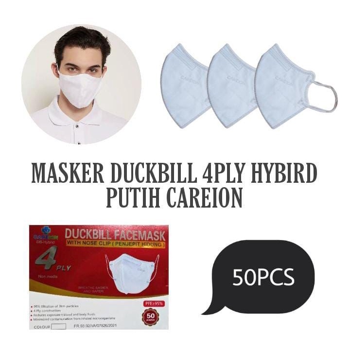 MASKER DUCKBILL HYBRID NOSE CLIP CAREION PENJEPIT HIDUNG 4PLY ISI 50