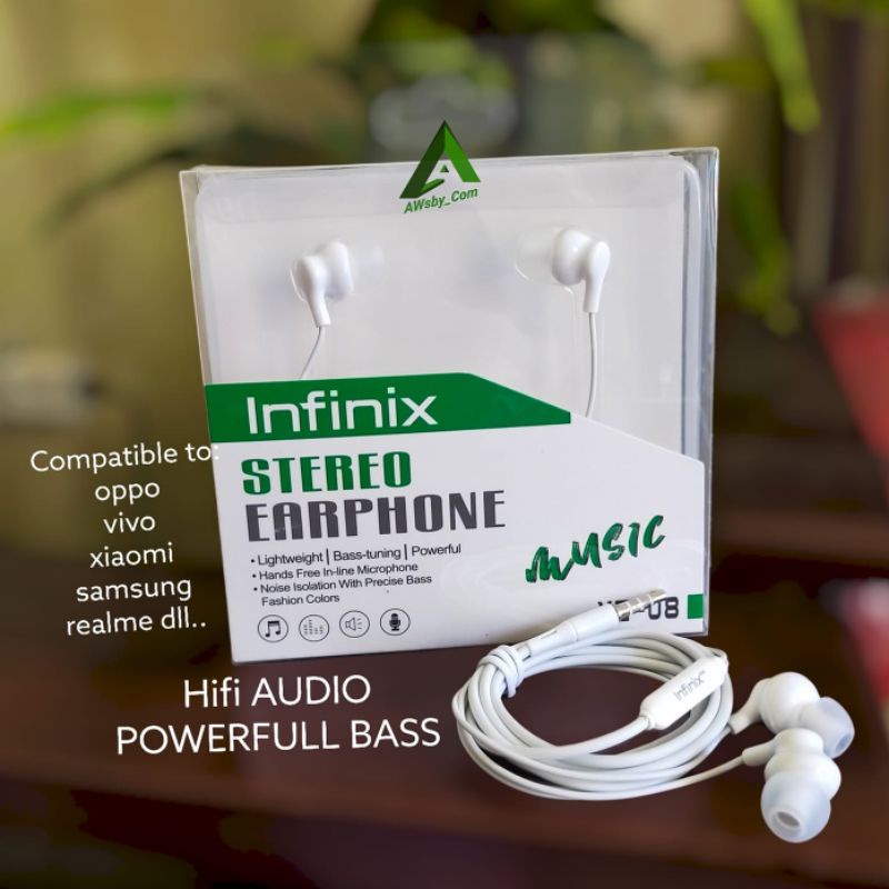 Earphone infinix Hifi Audio Extra Bass Headset infinix Note 8/ Hot 8/ Hot 9/ Hot 10/ 10s [XE-008]