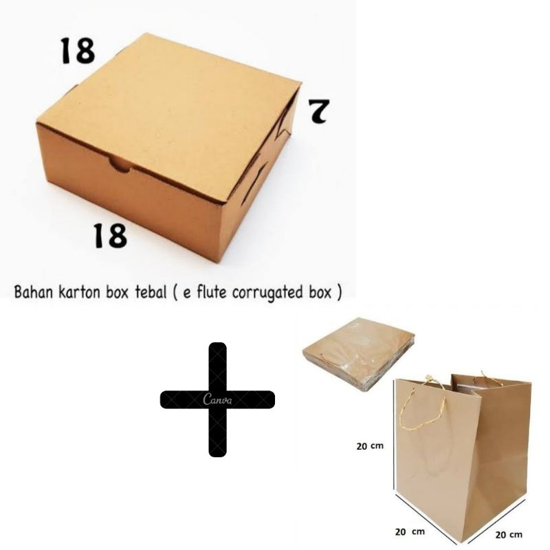 

Paper bag uk 20 x 20 x 20 dan Box packaging E-flute 18 x 18 cm