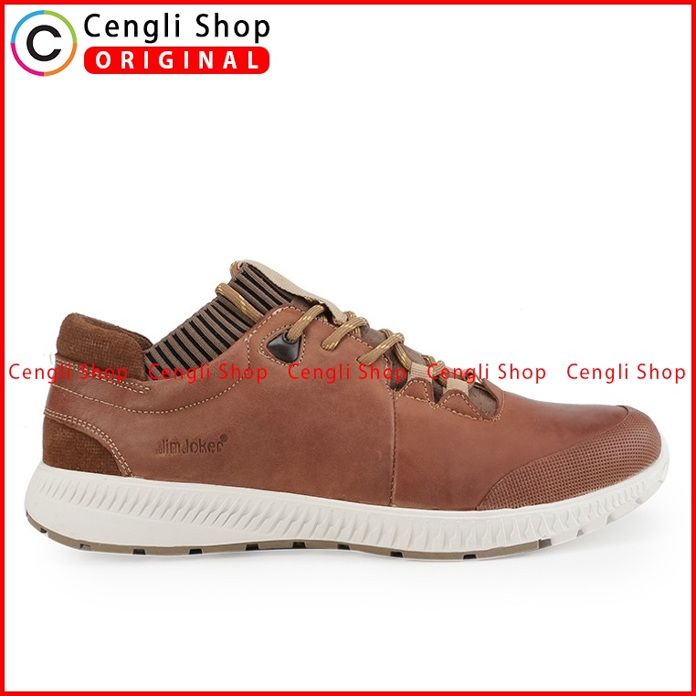 SEPATU SNEAKER JIM JOKER PRIA ORIGINAL CASUAL KULIT ASLI COKLAT JJ35