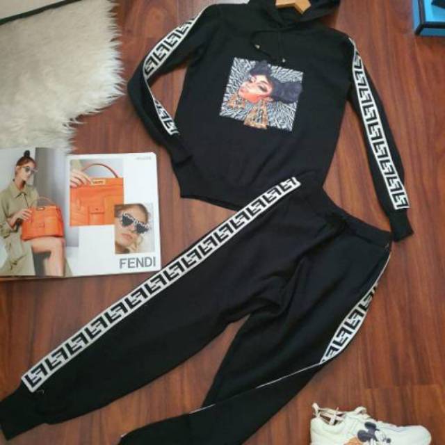 SETELAN FENDI HOODIE PREMIUM RAJUT IMPORT LENGAN PANJANG - SPORTY SET