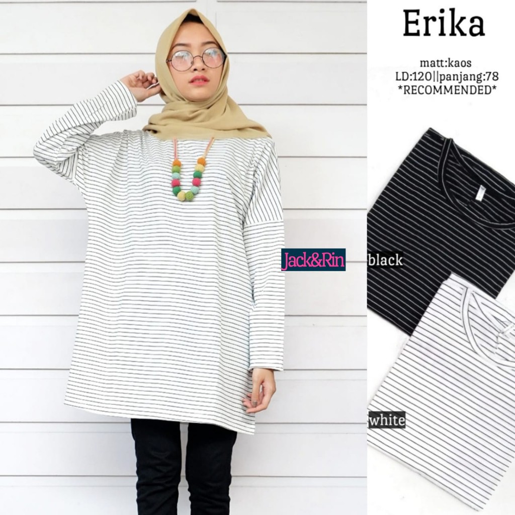 erika blouse/kaos motif/blouse motif/tunik motif/kaos jumbo/tunik jumbo