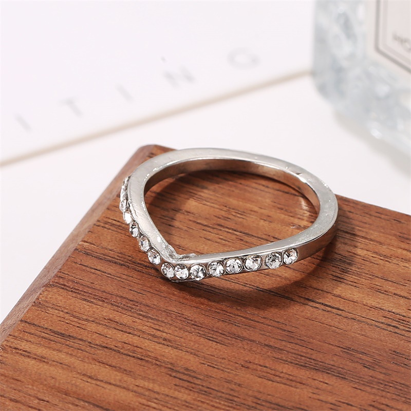 [ Fashion Simple Gold Sliver Inlaid Zircon Wing Rings Finger Ring  Gifts Jewelry for Girl Friends ]