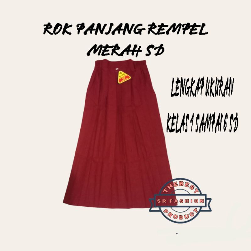 Jual Rok Panjang Rempel Merah Lengkap Ukuran Kelas 1 Sampai 6 SD ...