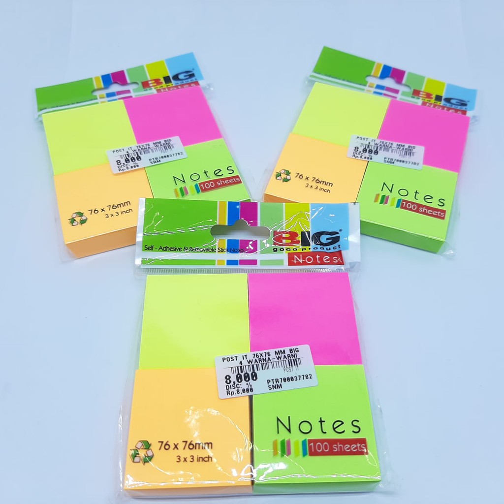 POST IT  BIG  WARNA TUMPUK/WARNA-WARNI-76X76  4 WARNA-WARNI